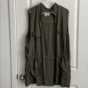 Plus Size Green Cargo Vest